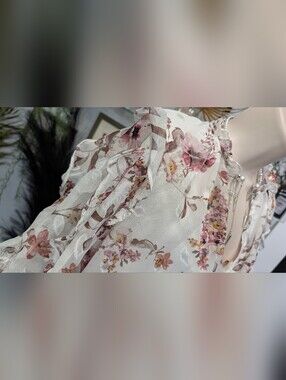 Autres Filles Floral Ruffle Coquette Blouse Top SM *FLAW*